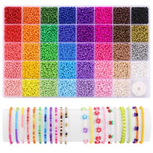 funtopia 39 colors 3mm seed beads, 9600pcs small beads for jewelry making, tiny craft beads for bracelet making