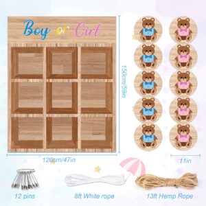 OurWarm Gender Reveal Games - Tic Tac Toe Board Game, Rustic Wooden Gender Reveal Games for He or She Sign Gender Reveal Ideas for Party Supplies, Baby Shower Gender Reveal Decorations