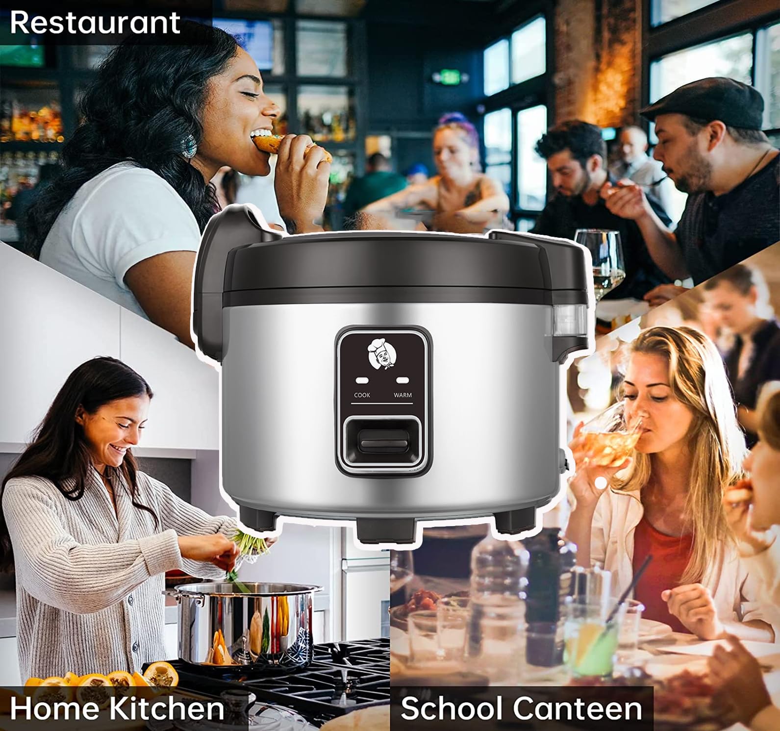 DAZITN 13L Commercial Rice Cooker & rice warmer 60 CUPS Cooked Rice(30-CUPS RAW RICE)| 1350W Fast cooking | Auto turn warming | Large Capacity Rice Cooker for Restaurant (Black)