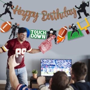 Football Happy Birthday Banners Football Themed Birthday Party Decoration Rugby Player Cutout Banner 2Pcs Football Party Decoration for Football Baby Shower Supplies