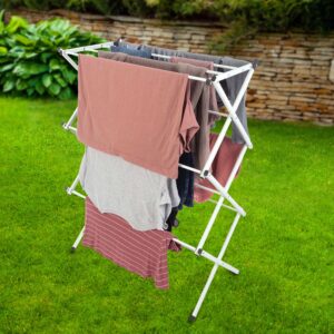 Lavish Home Clothes Drying Rack - Collapsible and Compact for Indoor/Outdoor Use - Portable Rack for Hanging and Air-Drying Laundry (White)