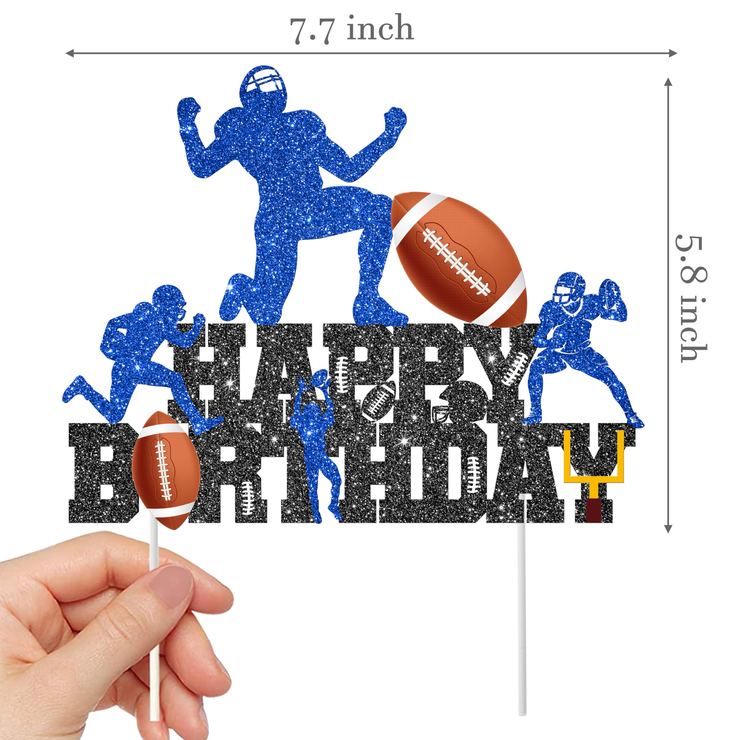 Football Birthday Cake Topper Football Theme Birthday Party Decoration Rugby Ball Player Cake Pick football Cake Topper for Sport Theme Baby Shower Supplies