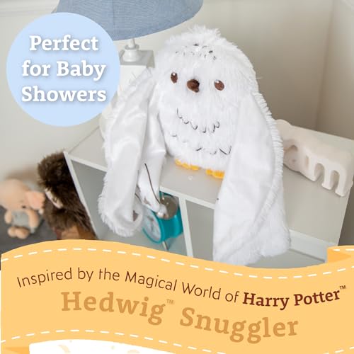 KIDS PREFERRED Harry Potter 9 Inch Tall 26 Inch Wingspan Hedwig Baby Lovey Security Blanket Snuggler Toy Snowy Owl Stuffed Animal for Newborn Infants and Babies