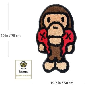 LUXAPE Baby Milo BAPE Rug - X Kawed rug - Handmade & Premium- 30in W * 20in L (75 * 50cm) - Hypebeast Rug - Anime Rug - Preppy Decor - Bape Decor - A Bathing APE - Luxape Rug (Baby Milo)