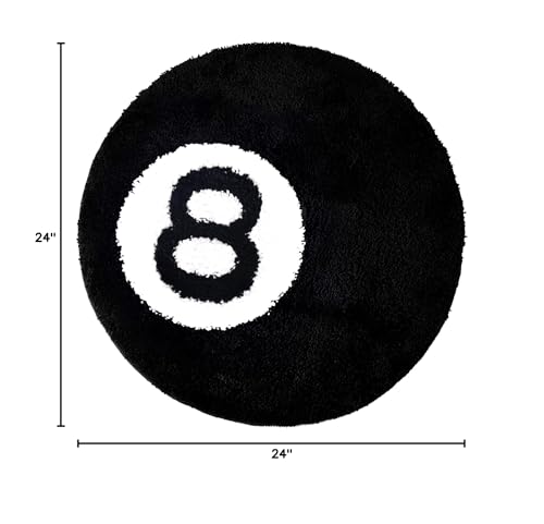 8 Ball Rug - 24 inch Black Round Rug Billiard Pool 8 Ball Carpet, Non-Slip Bath Mat Flocking Floor Area Rug for Living Room Decor, Alt Room Decor Soft Y2K Rug Doormat for Bedroom