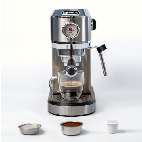 Espressione Flex 3-in-1 Espresso Maker, compatible with E.S.E. espresso pods, Nespresso® capsules and ground coffee, 20 Bar Italian Pump, Adjustable Temp Control, Fast Thermoblock Heating