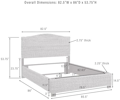 Crosley Furniture Serena Platform Bed, Handwoven Natural Fiber Rattan Headboard and Footboard Set, Banana Leaf, King
