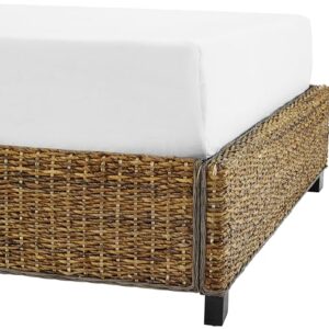 Crosley Furniture Serena Platform Bed, Handwoven Natural Fiber Rattan Headboard and Footboard Set, Banana Leaf, King