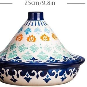 Hand-Painted tagine Ceramic Cooking Pot, Cooking and Simmering Casserole, Handmade Moroccan Slow Cooker Suitable for Different Cooking Styles and Temperature Settings