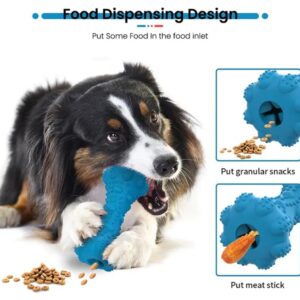 2 in 1 Premium Dog Toy, Dog Toys for Aggressive chewers, Combinated Food Dispenser and Speaker Function, Unique Design, Easy to Chew; 100% Safe Natural Rubber; for All Breed and Species