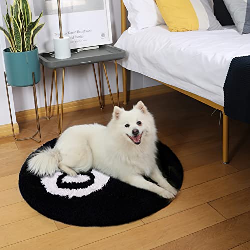 8 Ball Rug - 24 inch Black Round Rug Billiard Pool 8 Ball Carpet, Non-Slip Bath Mat Flocking Floor Area Rug for Living Room Decor, Alt Room Decor Soft Y2K Rug Doormat for Bedroom