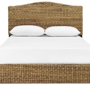 Crosley Furniture Serena Platform Bed, Handwoven Natural Fiber Rattan Headboard and Footboard Set, Banana Leaf, King