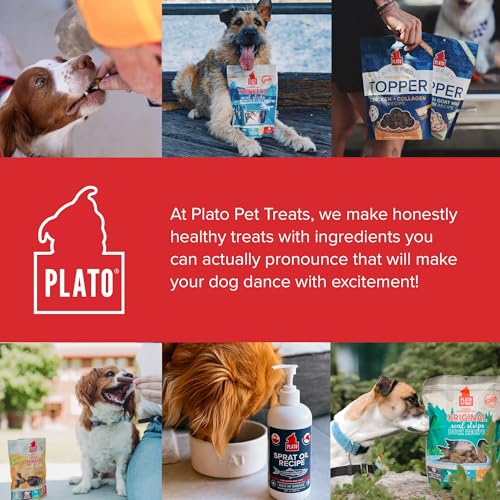 PLATO Pet Treats Air Dried Dog Food Topper, Dog Food Topper, Fish and Collagen Recipe, Superfood, Grain Free, Made in The USA, 12oz