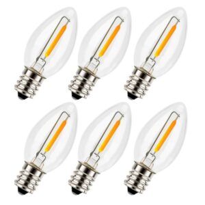 c7 led night light bulbs - e12 candelabra base christmas village replacement bulbs, 120v 0.6w equivalent 7w incandescent bulb for villages houses dept 56, christmas craft village house decor, 6 pack