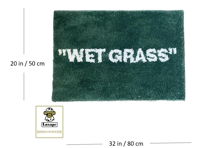 LUXAPE Wet Grass Rug - Tufted Hypebeast Rug - Handmade & Premium - 32 * 20in (80 * 50cm) - Hypebeast Room Decor - Off White Rug - Aesthetic Bape Rug - Luxape Rug