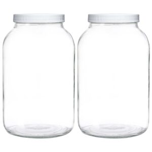 galssmagic 1 gallon glass jar with lids,2 pack super wide mouth mason jars 128 oz,glass large mason jars for food storage container