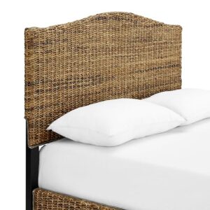 Crosley Furniture Serena Platform Bed, Handwoven Natural Fiber Rattan Headboard and Footboard Set, Banana Leaf, King