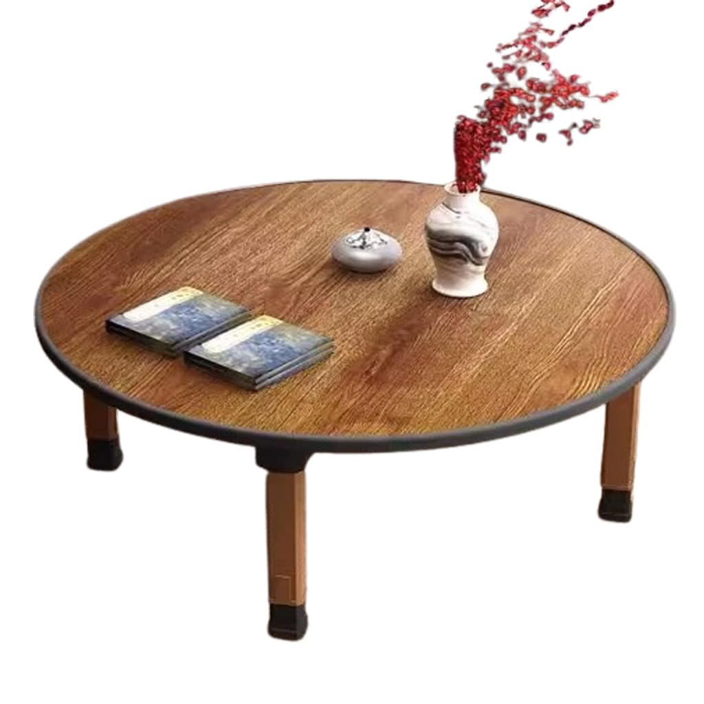 WIKLMOTH Folding Round Japanese-Style Tea Coffee Table Low Table, Foldable Dining Table, Study Table, Small Desk, for Tatami Sitting On The Floor Bedroom Bay Window Tea Room, Space Save(70 * 30cm)