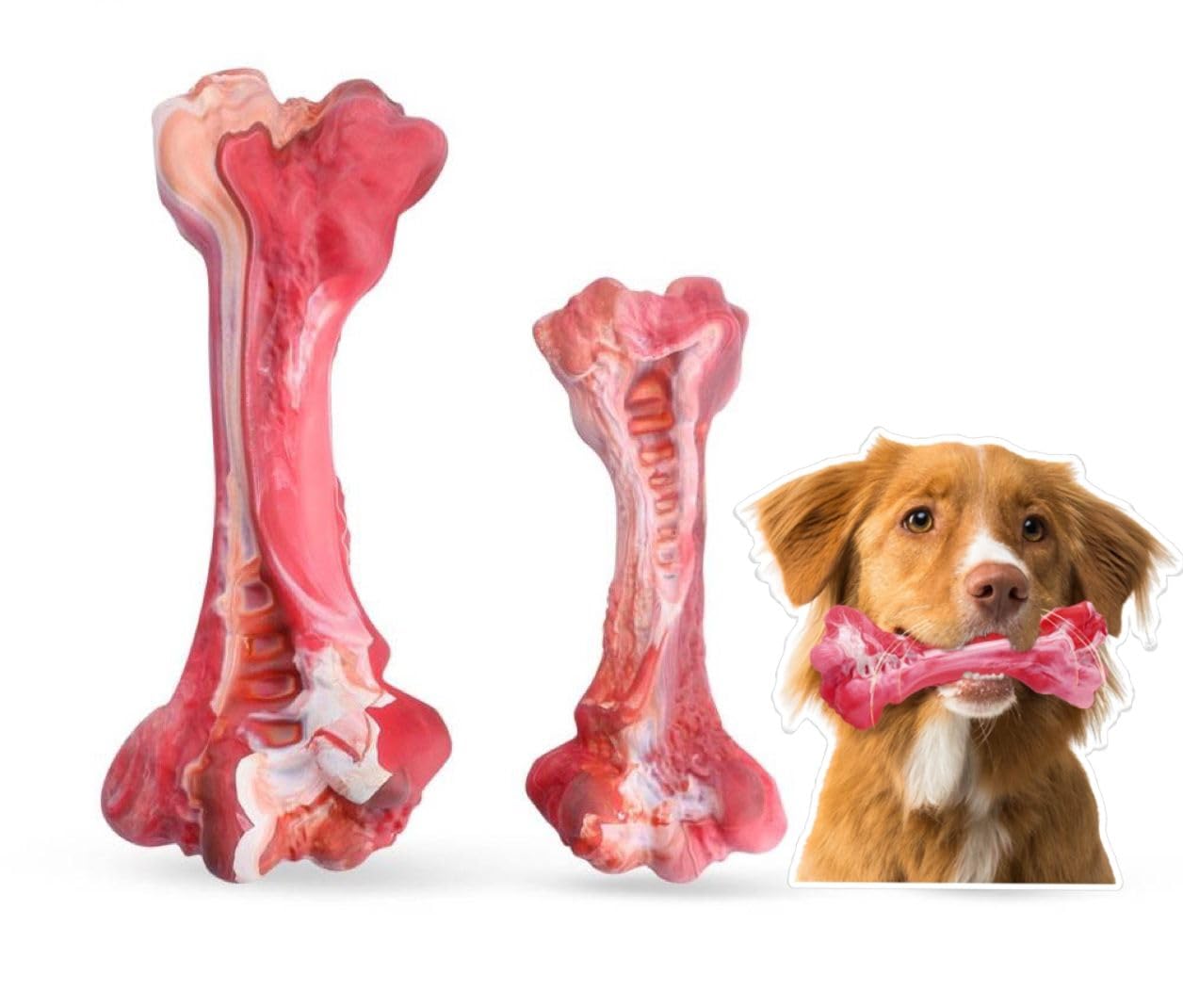 Dog Toy Perfect for Aggressive chewers, Beef Flavor, Dental Health Support, Safe & Non-Toxic, Exceptional Durability, Made of 100%-Natural Food-Grade Rubber and Beef Flavor.