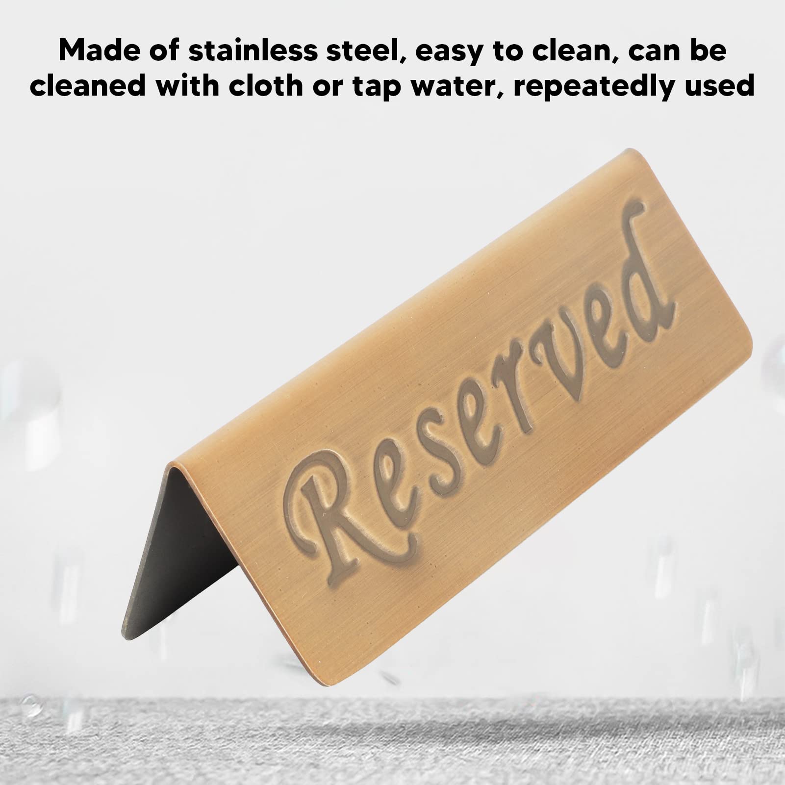 Reserved Sign, Wedding Reserved Signs Golden Metal Table Top Reserved Sign for Restaurants Double Sided Reserved Table Signs for Event Table Tent Card