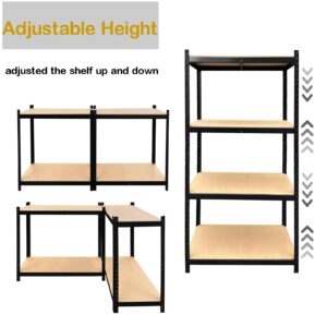 4 Shelf Black Garage Shelving Unit, Adjustable Heavy Duty Storage Shelving Unit 1410lbs Capacity, Commercial Metal Shelving for Pantry Kitchen Pantry Closet, 64H x 31W x 16D in