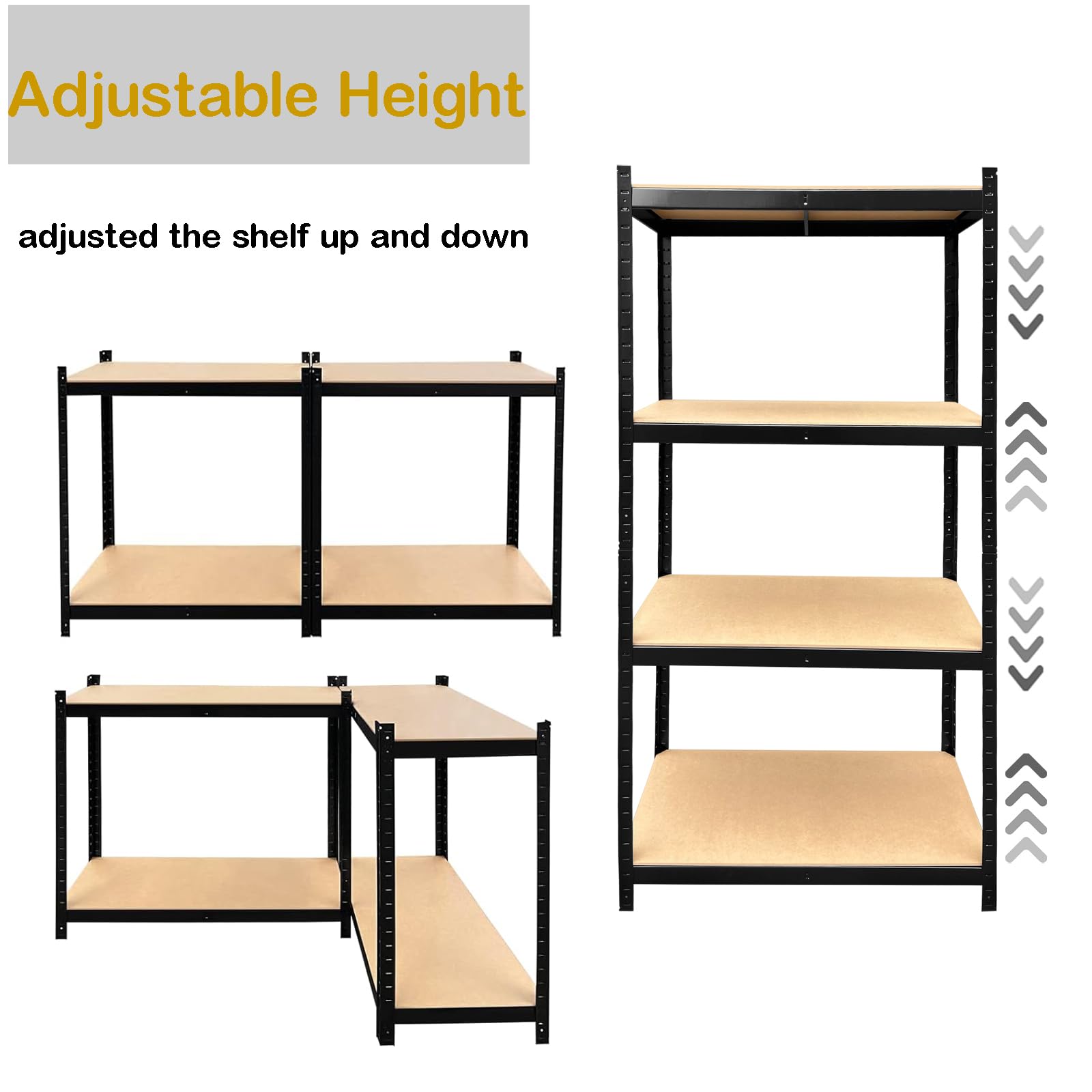 4 Shelf Black Garage Shelving Unit, Adjustable Heavy Duty Storage Shelving Unit 1410lbs Capacity, Commercial Metal Shelving for Pantry Kitchen Pantry Closet, 64H x 31W x 16D in