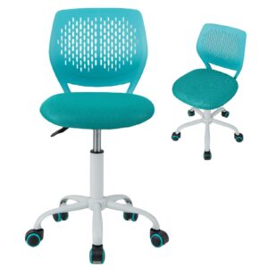 medimall kids desk chair, ergonomic kids office chair ages8-12 w/lumbar support, low-back teen desk chair for girls boys, small cute kids computer chair for bedroom/study/vanity desk, turquoise