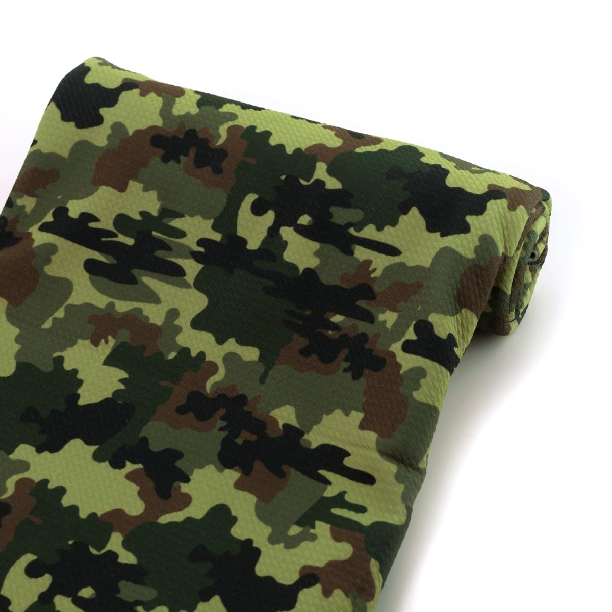 Green Camo Printed Liverpool Bullet Fabric Textured Knit 4 Way Stretch - 1 Yard