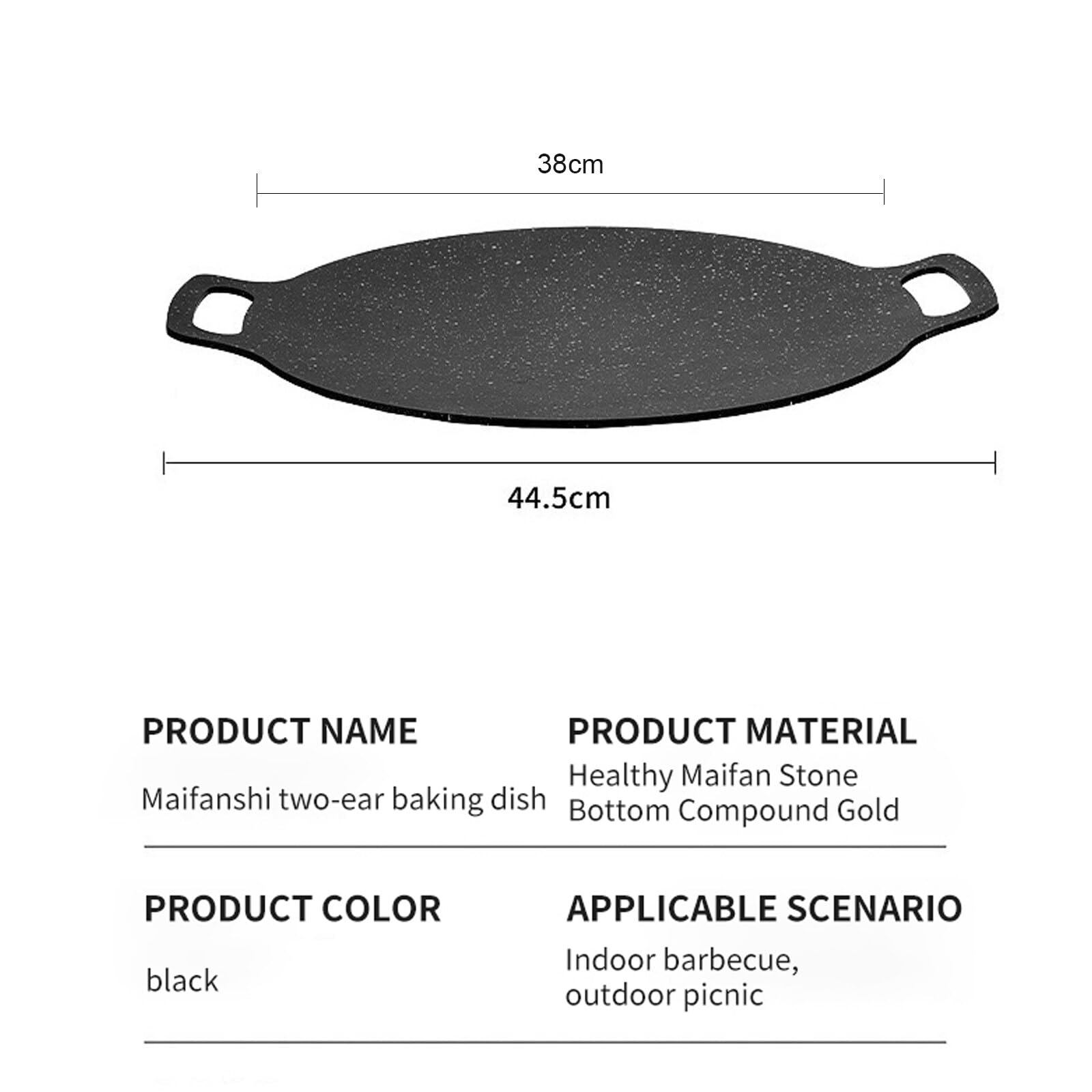 DaMohony Non-Stick Pan 15 inch, Korean Grill Pan for Gas/Electric Stove Top, Round BBQ Griddle Pan with Hangable Handles, Portable BBQ Grill Flat Pans for Outdoor Home Baking Pancakes Ribs