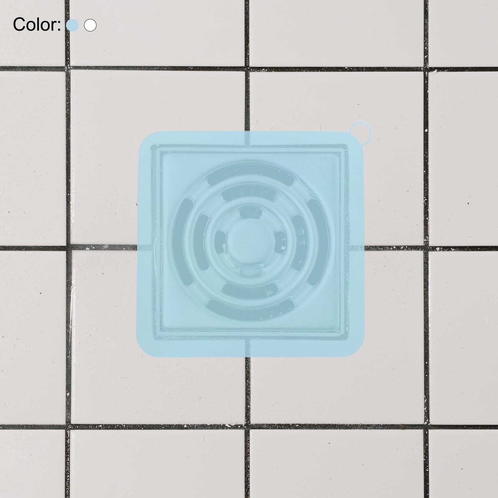 PATIKIL Silicone Floor Drain Anti-Odor Mat, 2Pcs/1Set Shower Drain Stopper Square Silicone Floor Drain Cover for Kitchen Bathroom, White Blue