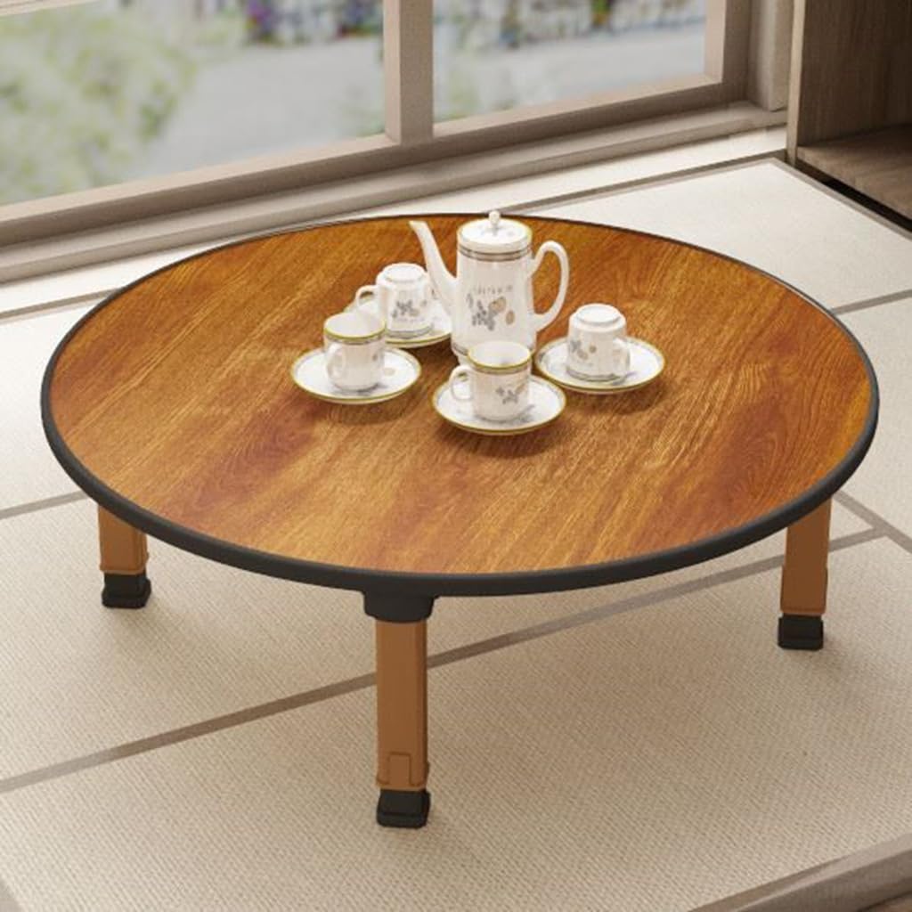 WIKLMOTH Folding Round Japanese-Style Tea Coffee Table Low Table, Foldable Dining Table, Study Table, Small Desk, for Tatami Sitting On The Floor Bedroom Bay Window Tea Room, Space Save(70 * 30cm)