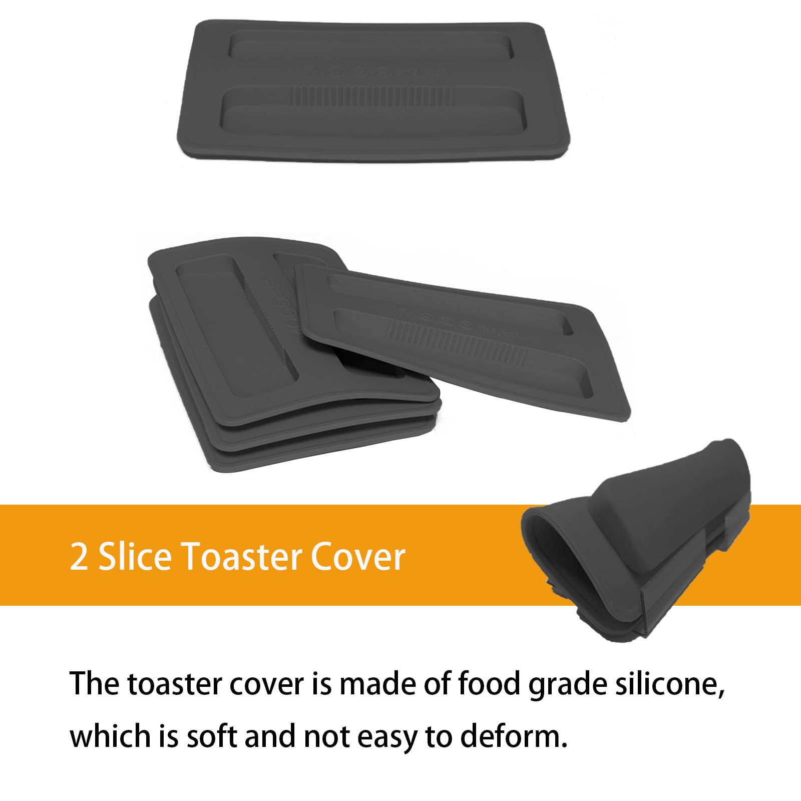 2 Pack Toaster Cover 2 Slice Toaster Cover Silicone Toaster Lid Bread Machine Cover Bread Maker Accessories (Black)