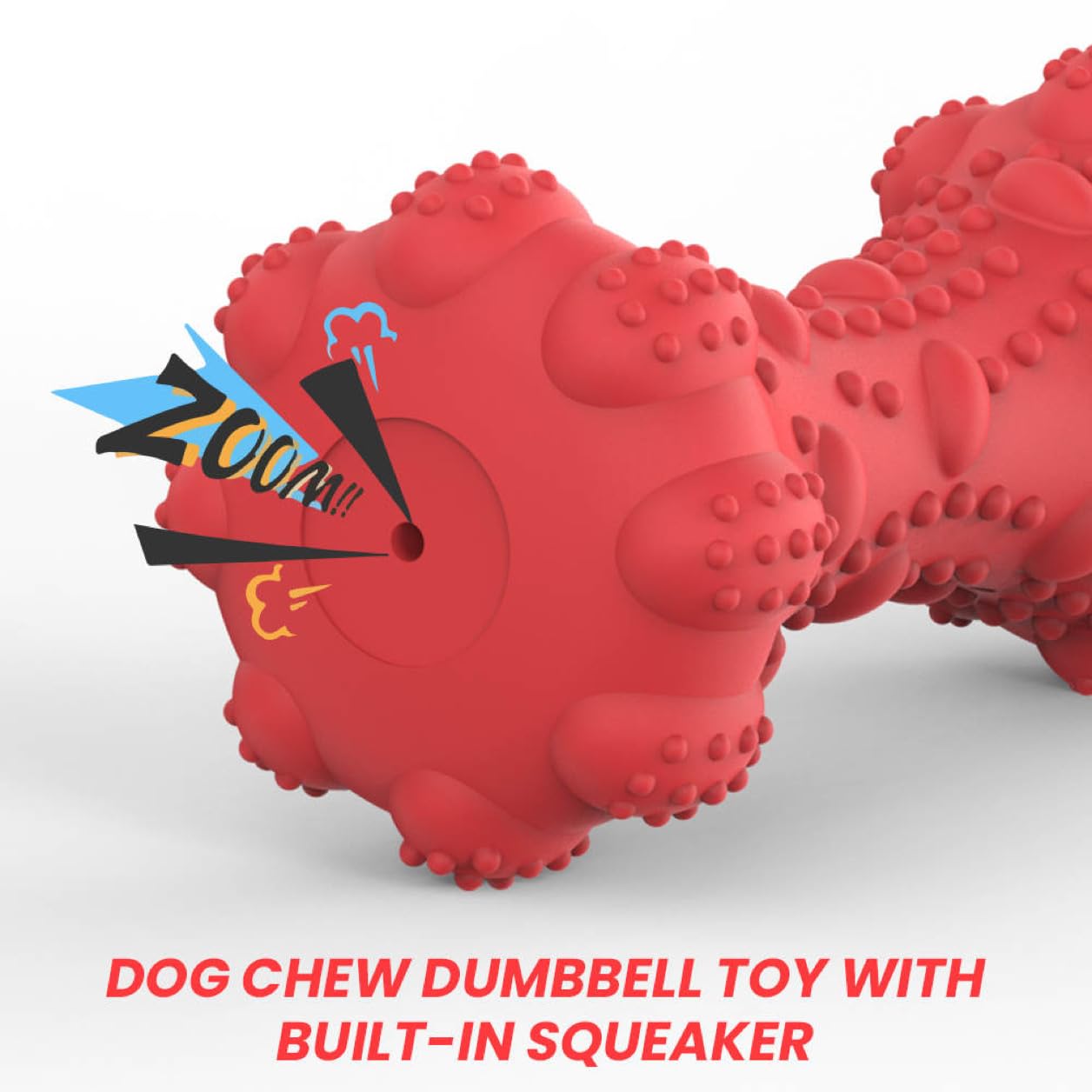 2 in 1 Premium Dog Toy, Dog Toys for Aggressive chewers, Combinated Food Dispenser and Speaker Function, Unique Design, Easy to Chew; 100% Safe Natural Rubber; for All Breed and Species