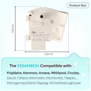 5304518034 Refrigerator/Freezer Defrost Timer Compatible with Frigidaire Kenmore Whirlpool Crosley Etc, Replacement Part 297318010 216744500 216744400 216517400 AP6799886 Etc