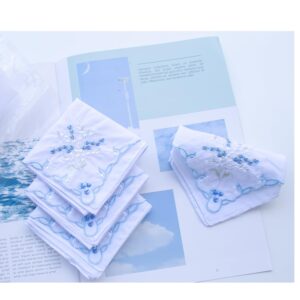 La closure Vintage Floral Cotton Embroidered Ladies Handkerchiefs Something in Bule