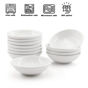 MARIWEI 12 Pack Soy Sauce Dish Ceramic Dipping Bowls Bulk, 1.2 Oz White Dipping Sauce Bowls/Dishes, Small Dipping Sauce Cups for Sushi Ketchup Olive Oil Appetizer