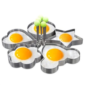 jysfovrlv 5pcs egg ring molds for cooking,stainless steel pancake maker rings for griddle kitchen accessories (style 1(5 pcs))