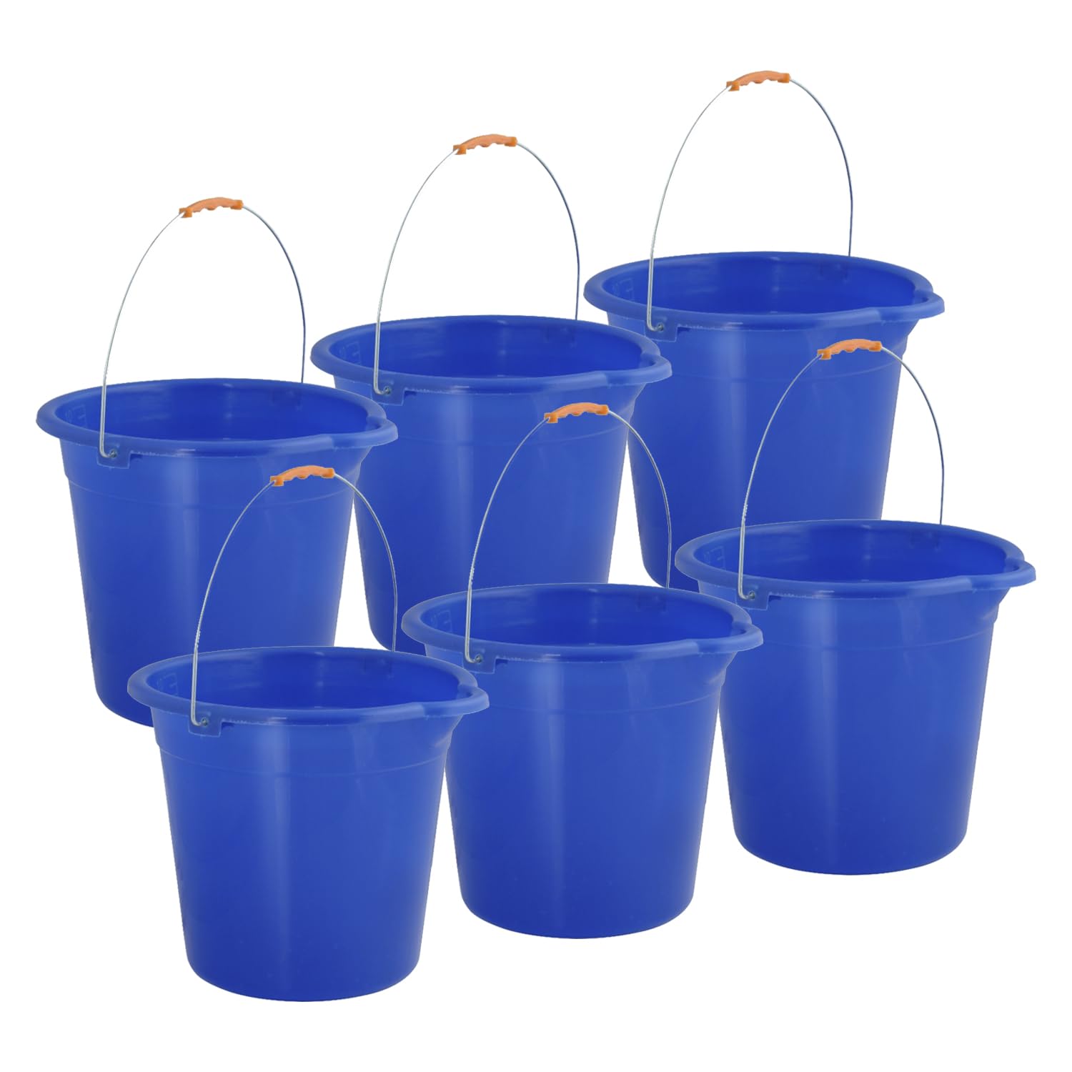 Superio Plastic Bucket 2 Gallon Bucket for Cleaning - Car Wash Bucket with Grip Handle - Royal Blue Bucket Small Durable Pail for Fishing, Mopping, Cleaning - 10 Liter Camping Buckets, 6 Pack