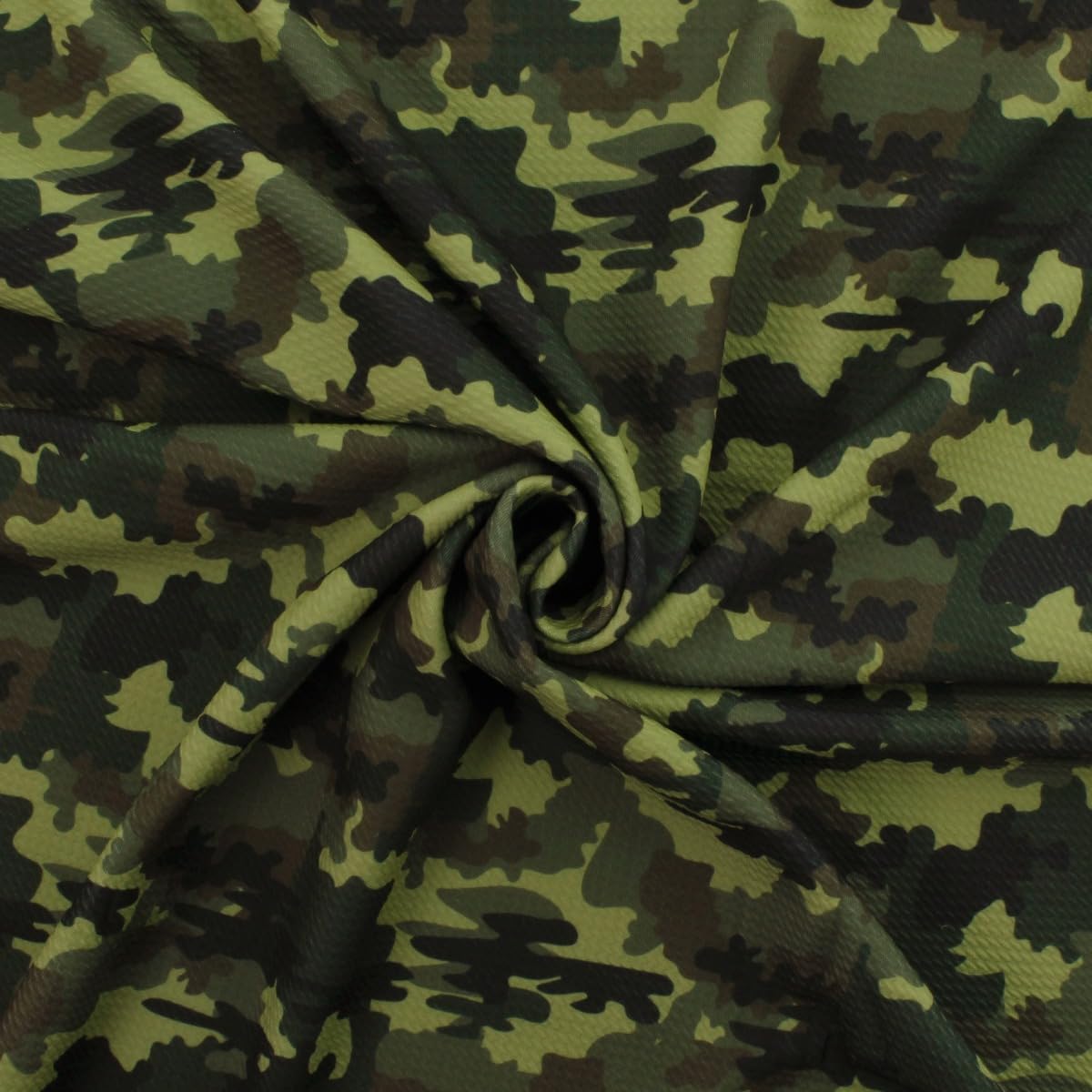 Green Camo Printed Liverpool Bullet Fabric Textured Knit 4 Way Stretch - 1 Yard