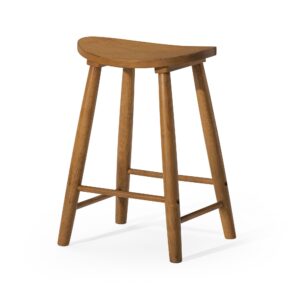 maven lane kitchen bar stool, modern farmhouse wood counter barstool, kitchen island counterstool, counter height bar stools for kitchen, wide seat backless bar stools, luna 26 inch, rustic natural