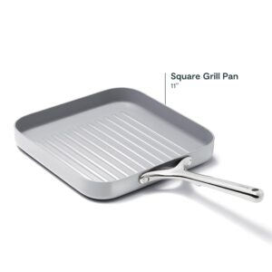 Caraway Square Grill Pan - 11” Grill Pan - Non-Stick Ceramic Coated - Non Toxic, PTFE & PFOA Free - Oven Safe & Compatible with All Stovetops - Gray