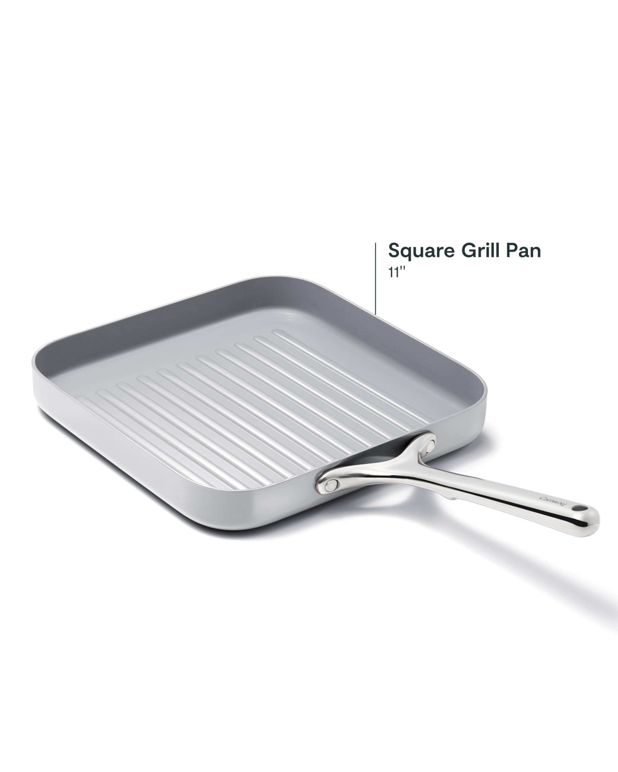 Caraway Square Grill Pan - 11” Grill Pan - Non-Stick Ceramic Coated - Non Toxic, PTFE & PFOA Free - Oven Safe & Compatible with All Stovetops - Gray