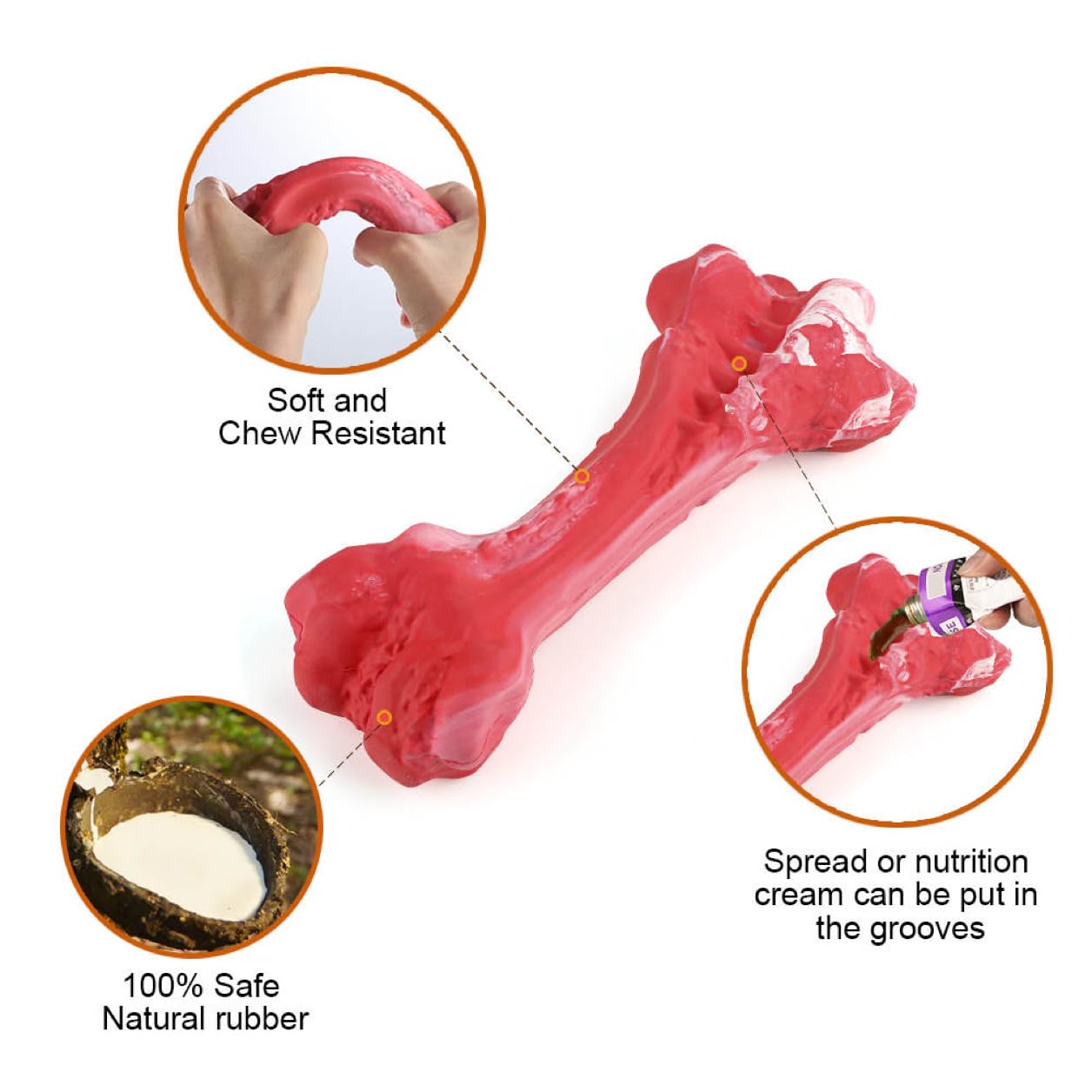 Dog Toy Perfect for Aggressive chewers, Beef Flavor, Dental Health Support, Safe & Non-Toxic, Exceptional Durability, Made of 100%-Natural Food-Grade Rubber and Beef Flavor.