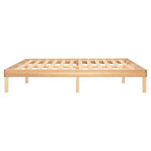 Linda 14 Inch King Solid Wood Platform Bed Frame, No Squeak Bed Frame with Wooden Slats, No Box Spring Needed, 9.2” Under Bed Storage – Natural