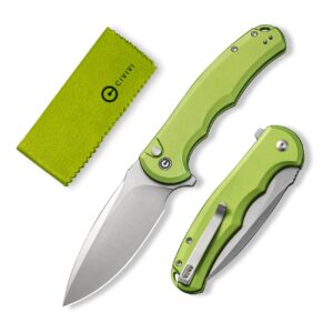 civivi button lock praxis pocket knife for edc, folding knife upgrade with flipper 3.75" nitro-v blade plus aluminum handle, cool stylish gift for men women c18026e-3