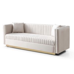 Tmsan 78" Velvet Sofa Couch, Modern Tufted Comfy 3-Seater Sofa Couch with 2 Pillows for Living Room Bedroom Apartment