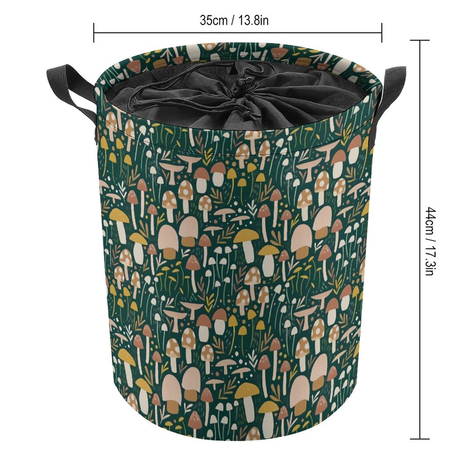 Woodland Mushroom Meadow Laundry Basket with Lid Collapsible Large Drawstring Clothes Hamper Storage with Handle