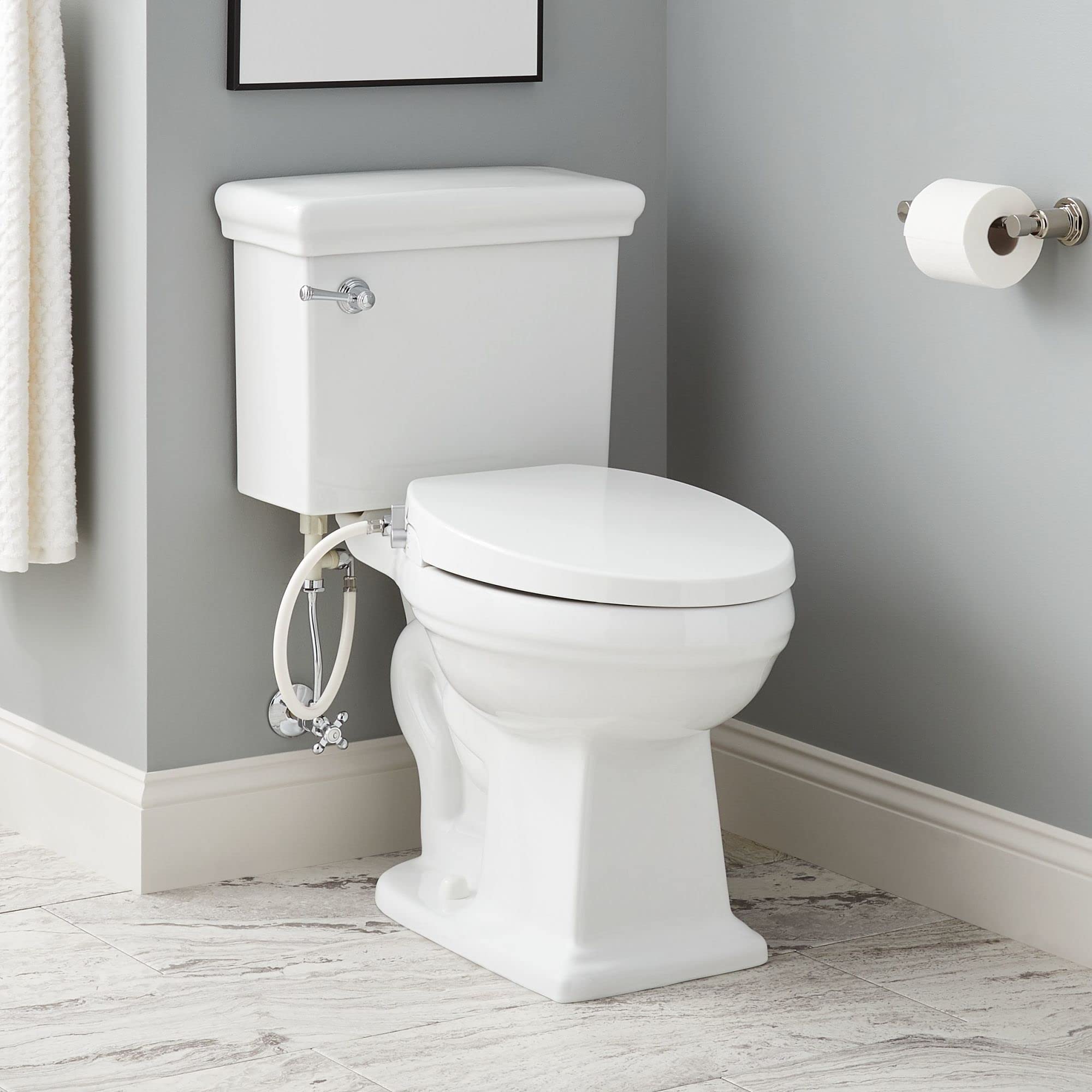 Signature Hardware 481684 Key West 1.28 GPF Two Piece Elongated Toilet - Bidet Seat Included, ADA Compliant