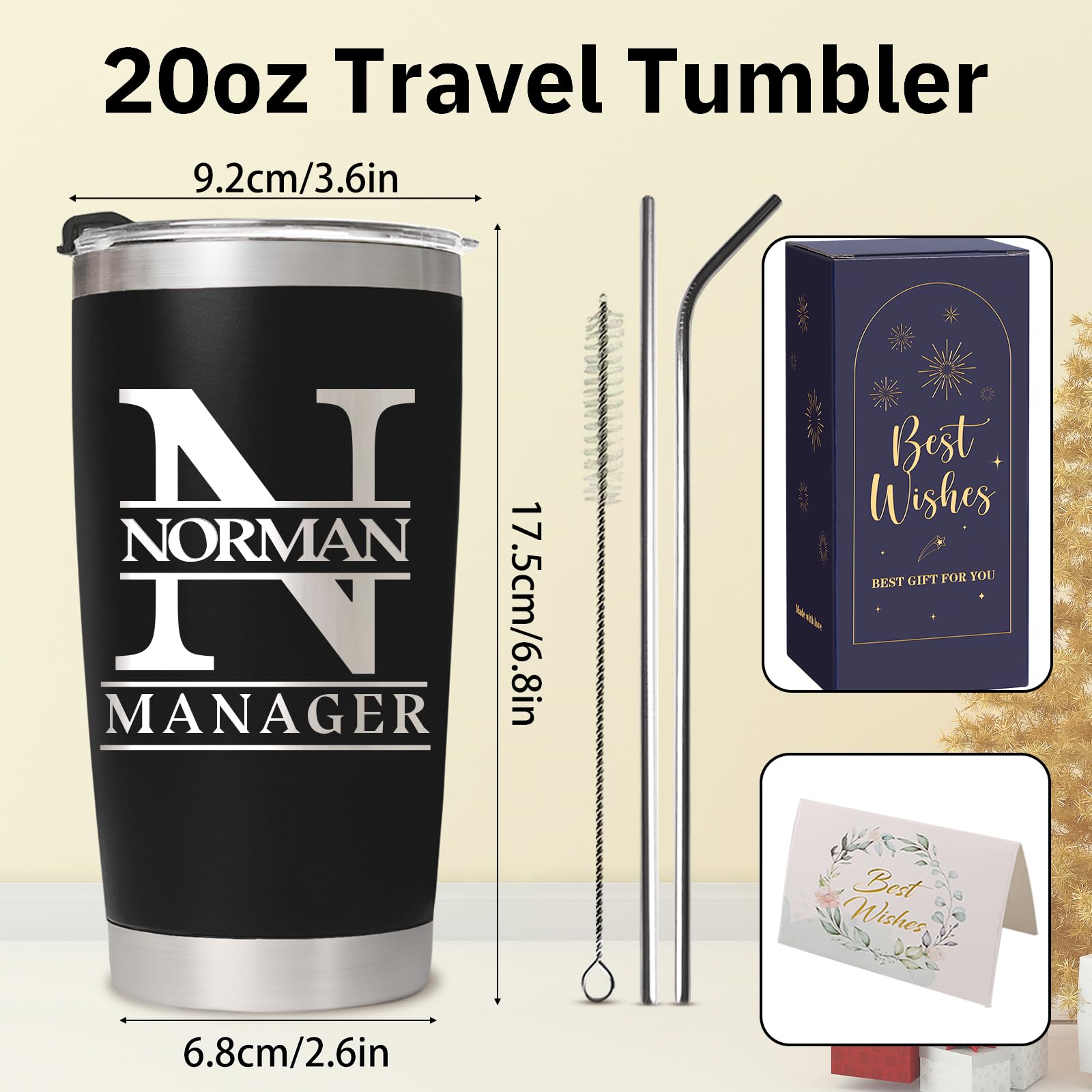 Aeekdook Personalized Tumblers with Names - Custom 20oz Double Wall Stainless Steel Tumbler, Customized Travel Coffee Cup Mug Lid and Straw, Personalized Christmas Birthday Gifts for Men Women