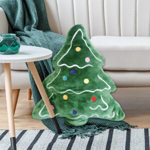 Rvikurc Christmas Tree Santa Shaped Pillows, Christmas Decorative Throw Pillow, Christmas Plush Pillow, Cartoon Pillow for Home Living Room Bed Sofa Cushion Xmas Decor (Xmas Tree-A)